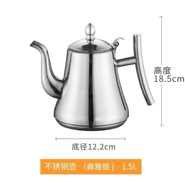 Vintage 304 18/10 Food-safe Stainless Steel Gooseneck Teapot with Infuser - Image 4