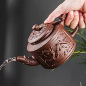 Handcrafted Chinese Large Purple Clay Teapot With Stainless Steel Infuser