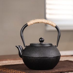 40.6 Fl Oz Large Black Handmade Vintage Particle Old Cast Iron Tea Kettle Set