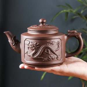 Handcrafted Chinese Large Purple Clay Teapot With Stainless Steel Infuser