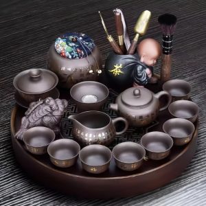 Antique-Purple-Clay-Blessing-Theme-Gong-Fu-Tea-Ceremony-Set-with-Round-Tea-Tray-for-Sale-2.jpg