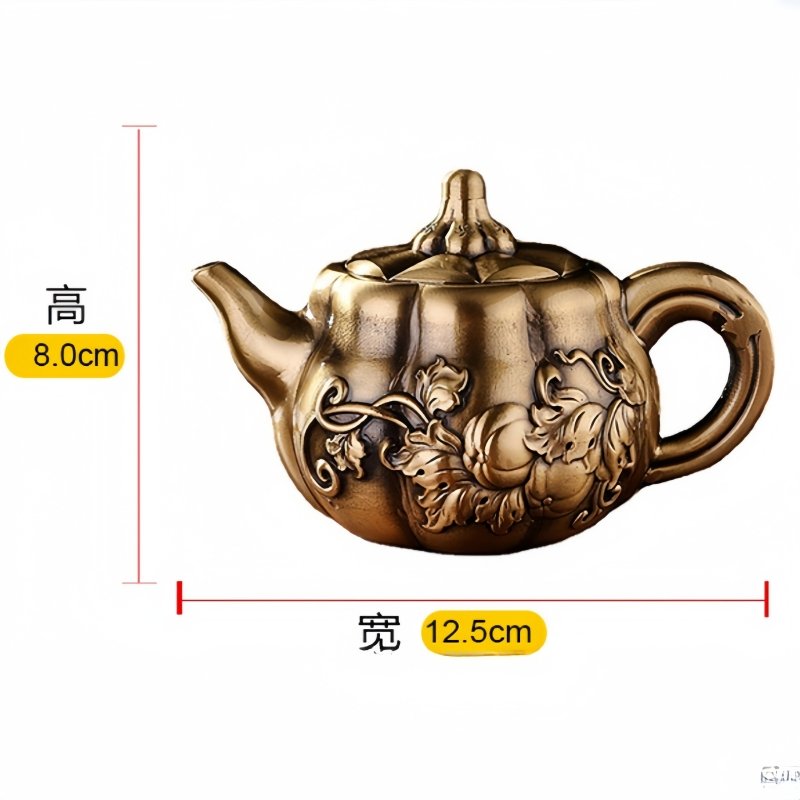 Antique Small Brass Tea Kettle with Embossed Pumpkin Shaped Pattern for Sale - Image 4