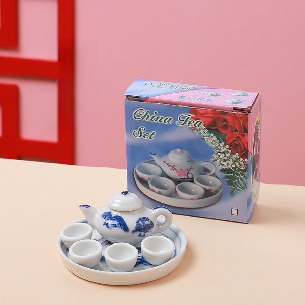 Blue and White Porcelain Miniature Cute Childs Ceramic Tea Sets for Kids - Image 2