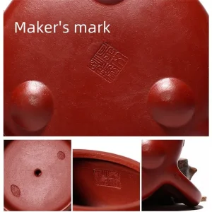 Vintage Authentic Yixing Clay Zisha Teapot with Maker's Marks Featuring Flying Dragon Design