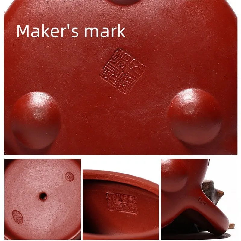 Vintage Authentic Yixing Clay Zisha Teapot with Maker's Marks Featuring Flying Dragon Design