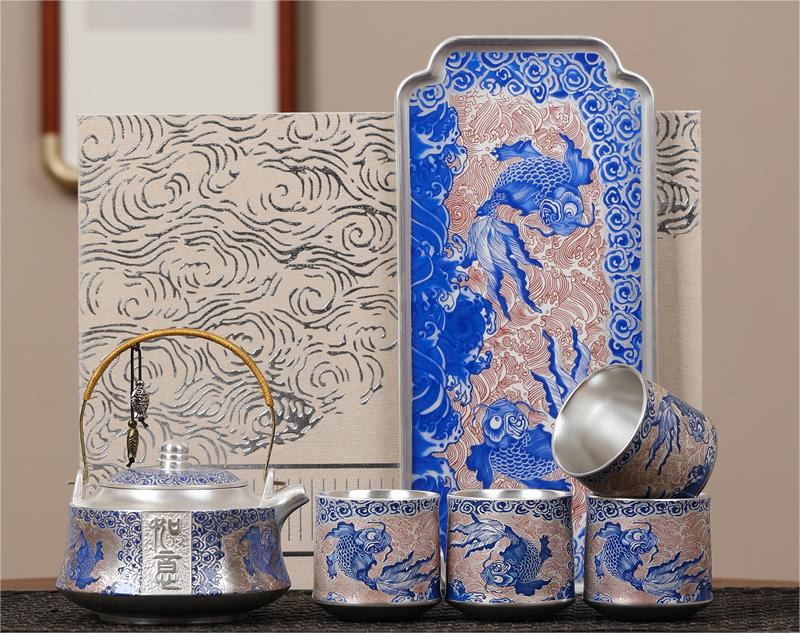 silver gilded tea set